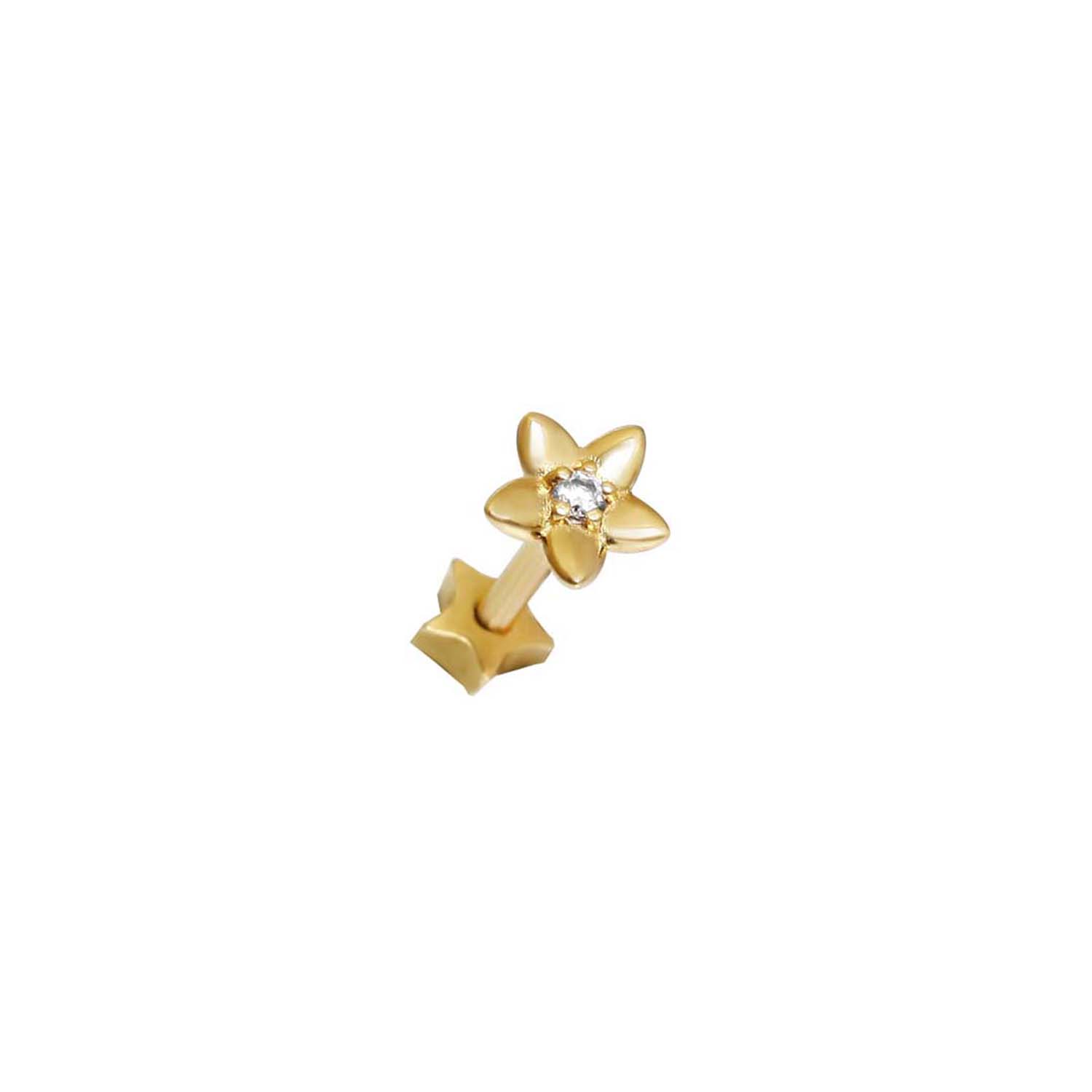 Çiçekli Altın Piercing